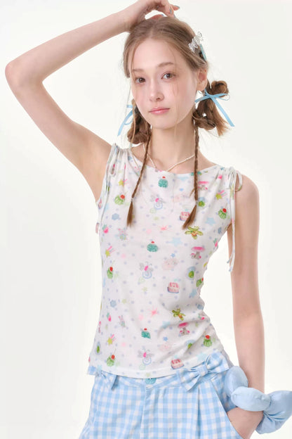 Polka Dot Off-Shoulder Vest