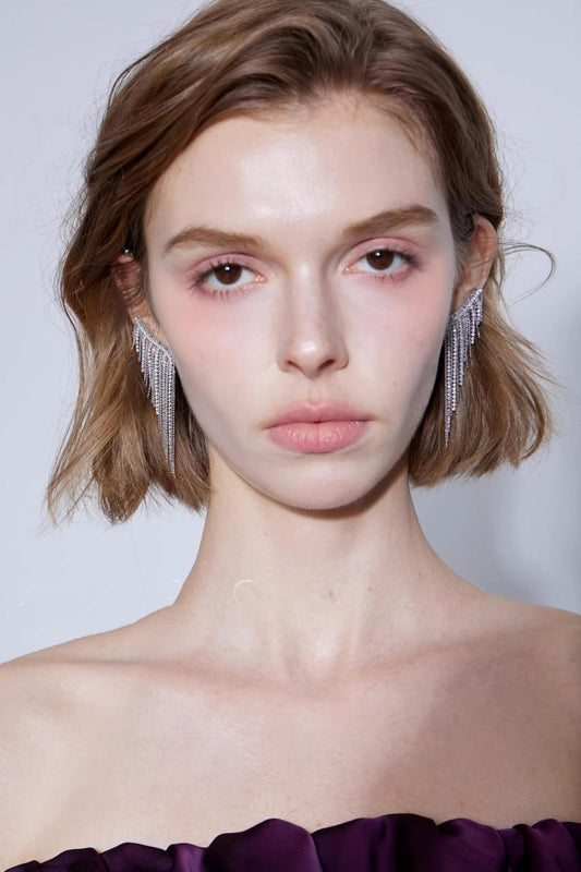 Haute Couture Sparkling Tassel Earrings