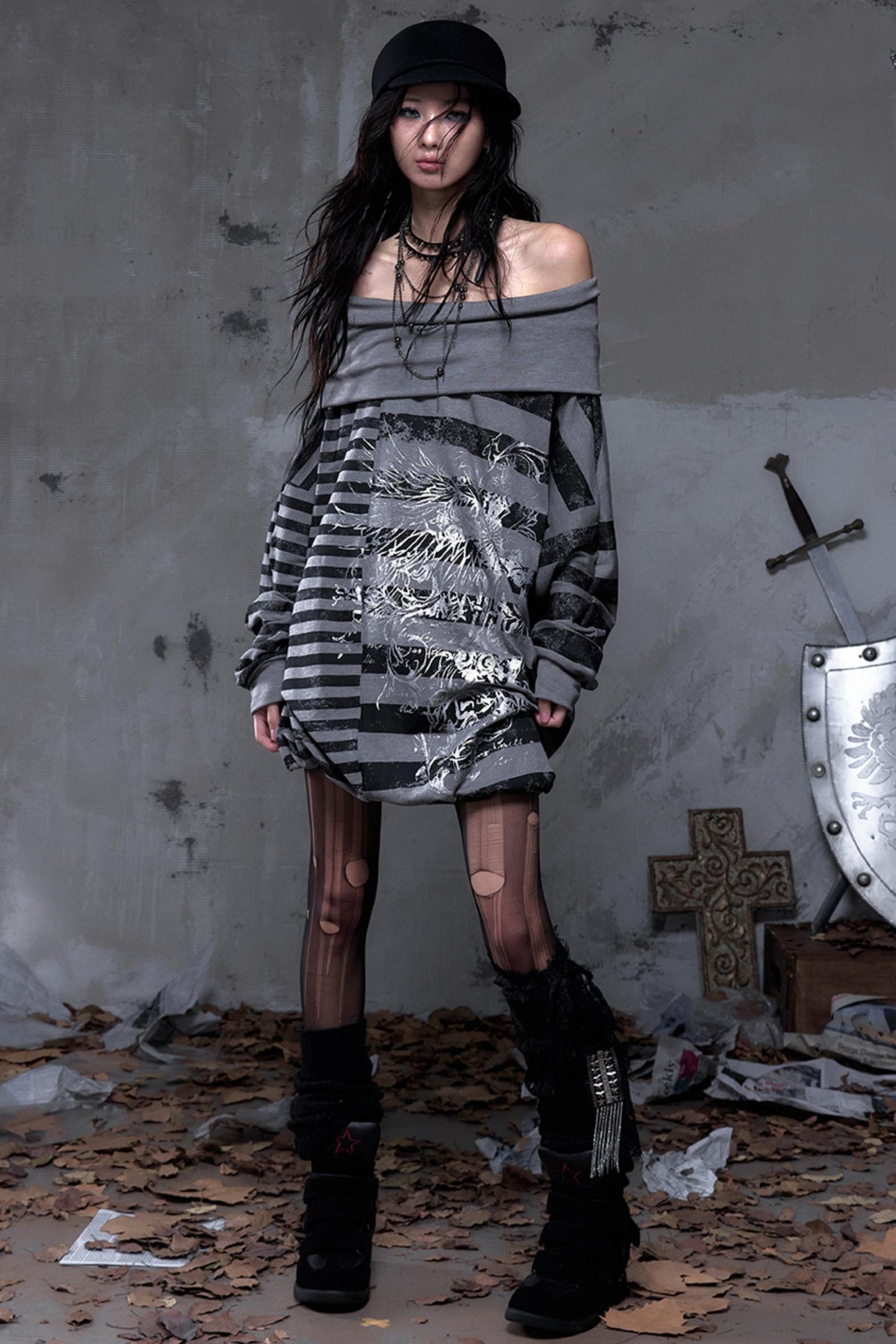 Shibuya Striped Batwing Top