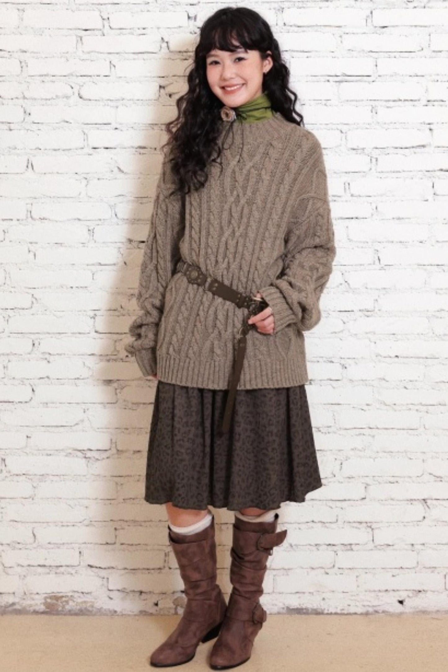 Sheep Wool Cable Knit Sweater