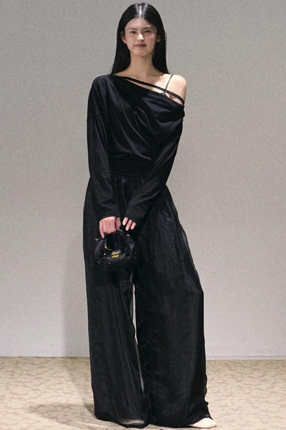 Slanted Shoulder T-shirt Top