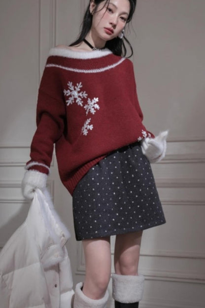 Snowflake Sequin Pullover Sweater