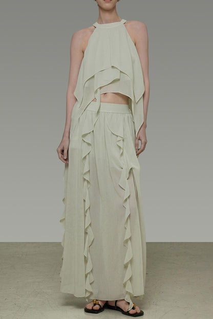 Flutter Belt Midi Skirt