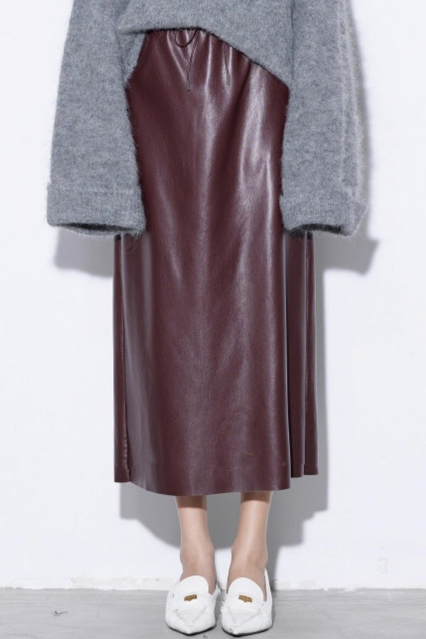 Versatile Leather Straight Skirt