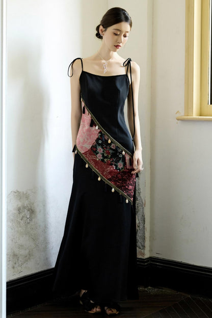 Slim Fit Vintage Black Sundress