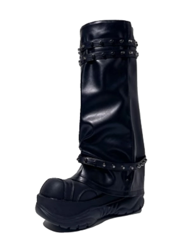 Metal Rivets High End Platform Long Boots