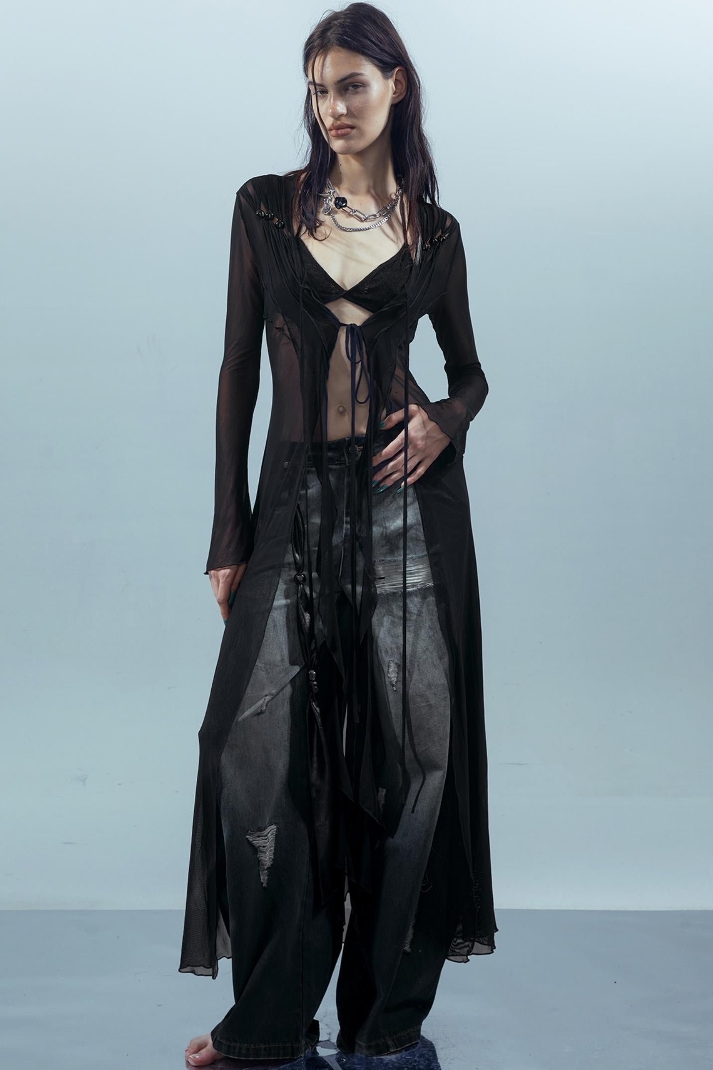 Dreams Beaded Mesh Cardigan