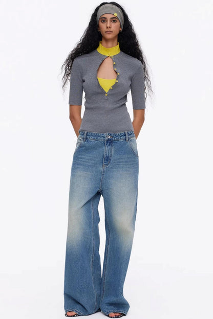 Lyocell Color-Blocked Knit Top