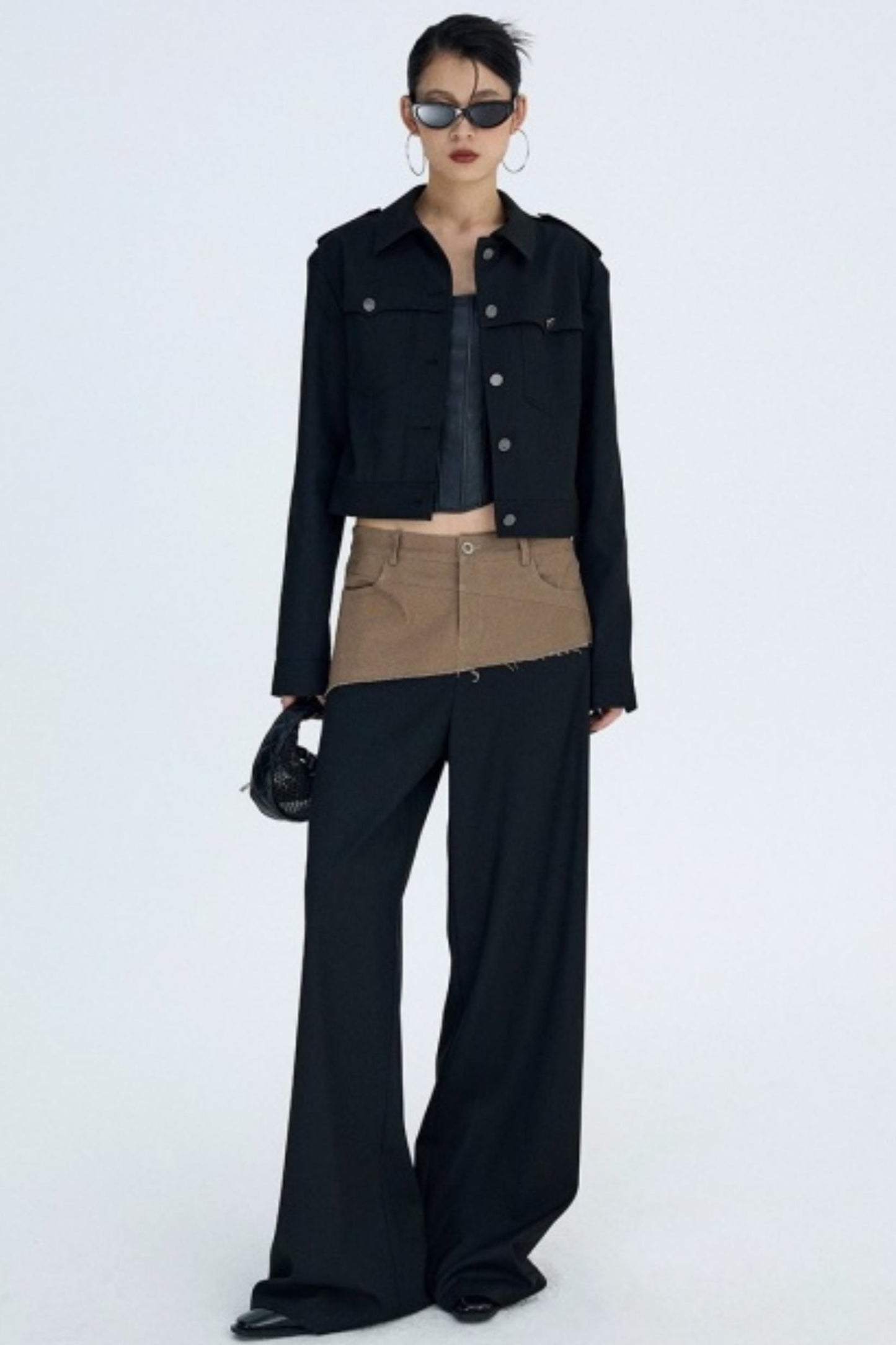 Diagonal Color-Blocking Workwear Pants