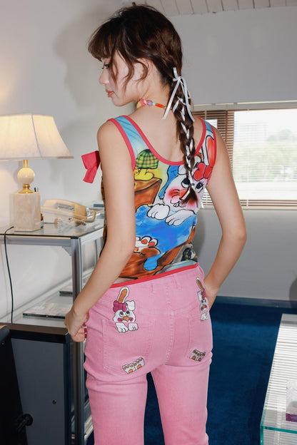 Girly Lace Denim Pants