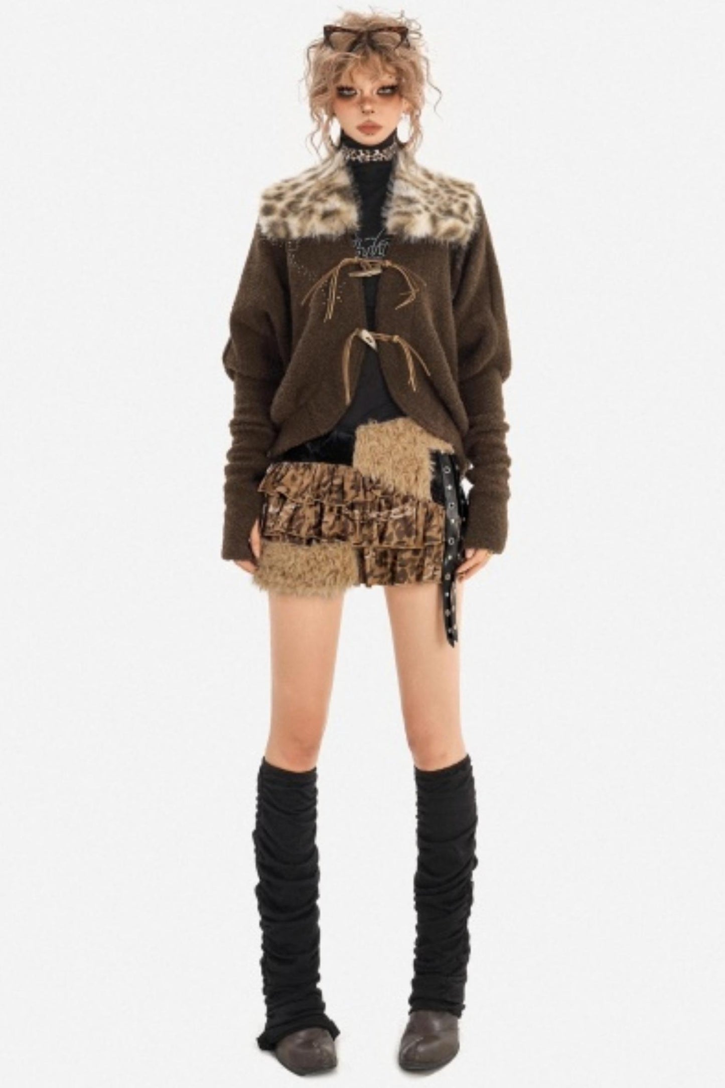 Retro Patchwork Fur Collar Jacket