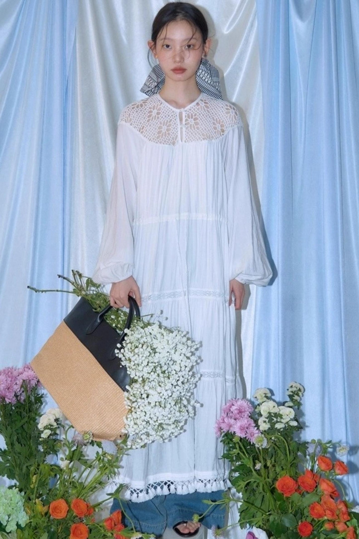 Dream Catcher Lace Panel Long-Sleeved Dress