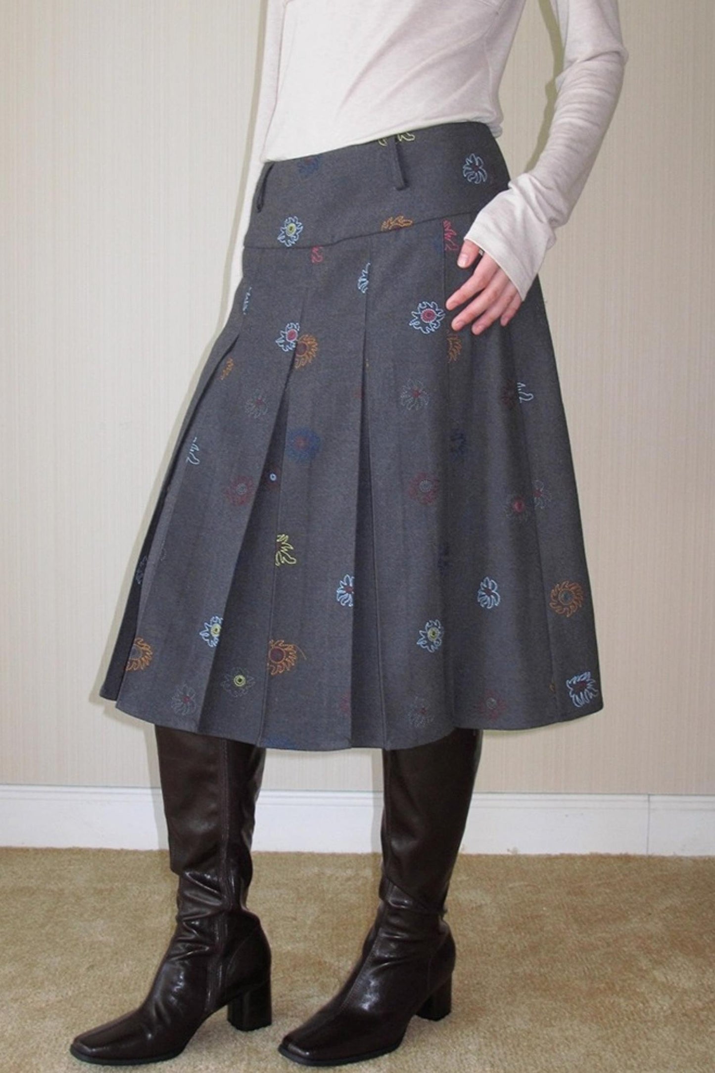 Needle Wool Vest Skirt Set-Up