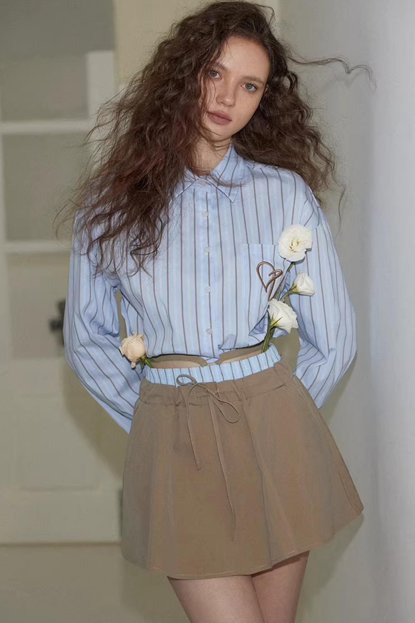 Blue Striped Heart Shirt Set-Up