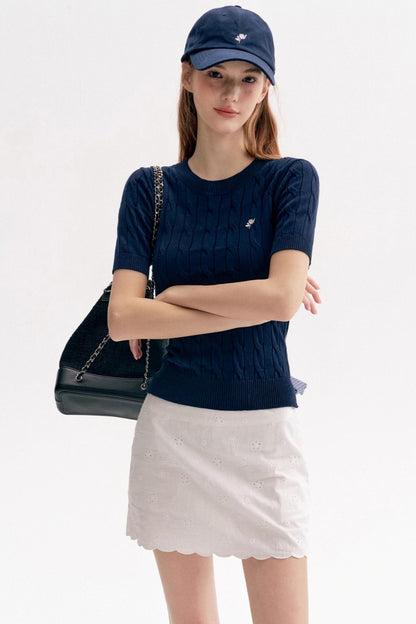 Tenniscore Cable Knit Short Sleeves