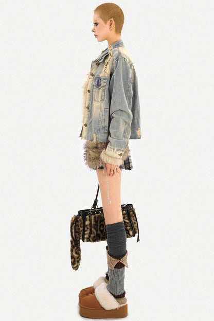 Gradient Distressed Denim Jacket