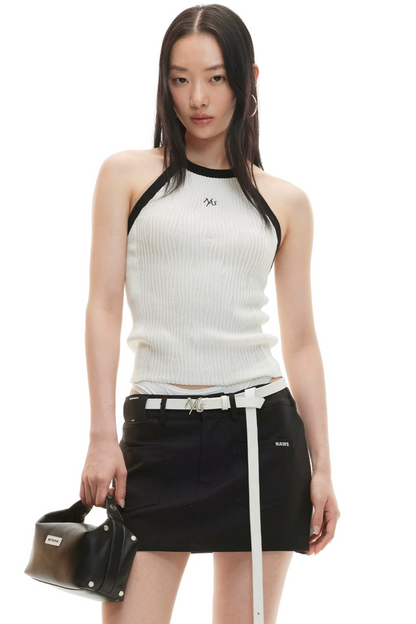 Wool Irregular Color-Block Vest