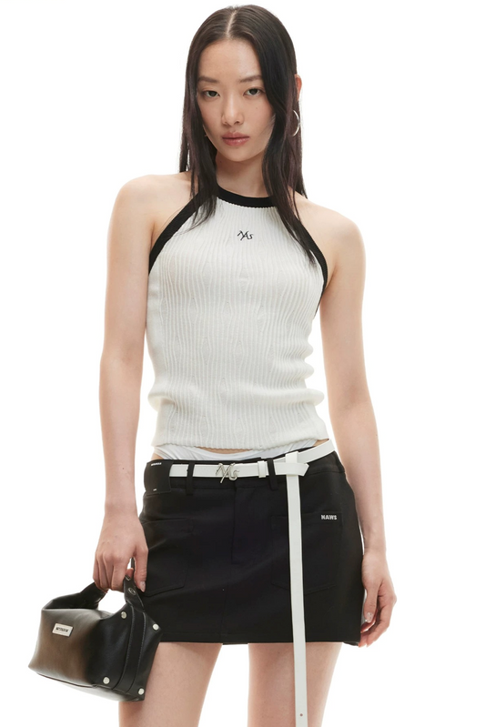 Wool Irregular Color-Block Vest