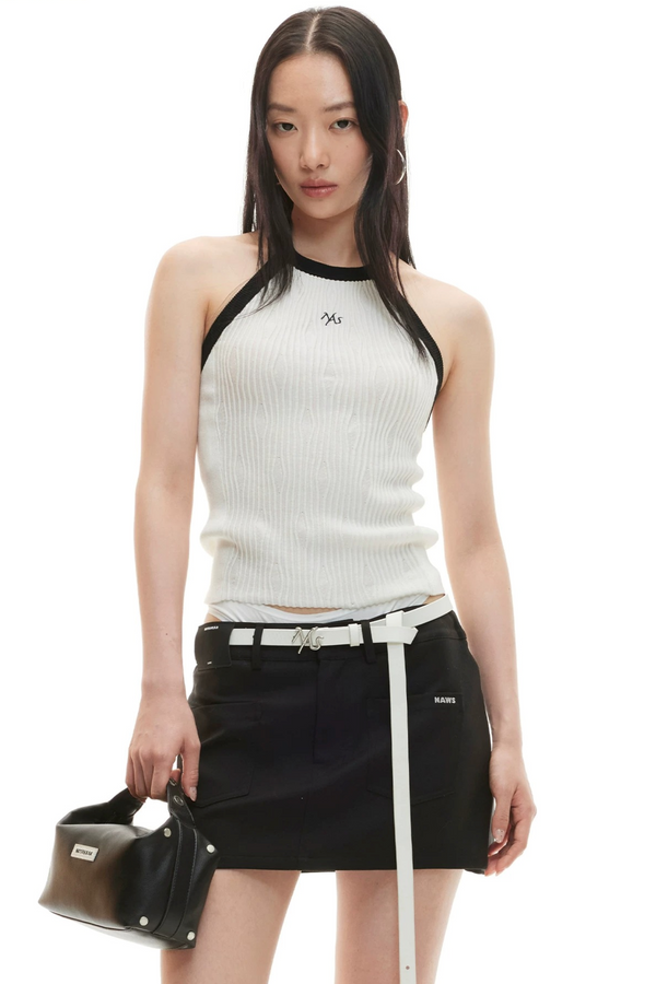 Wool Irregular Color-Block Vest