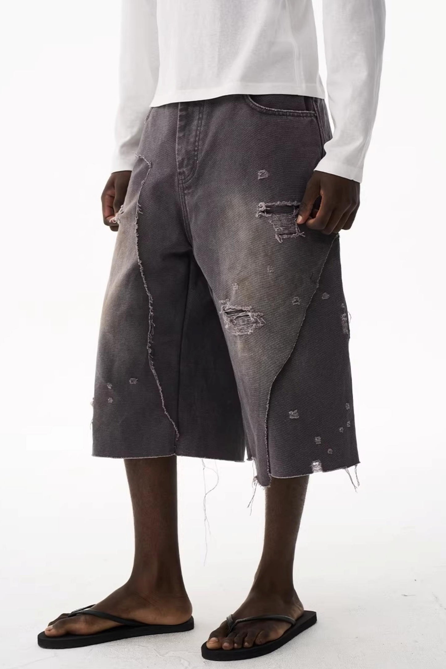 Double-Layer Distressed Shorts