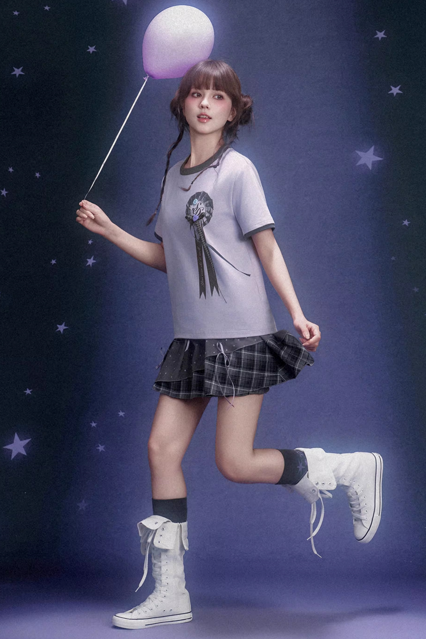 Light Purple Floral Ribbon Top