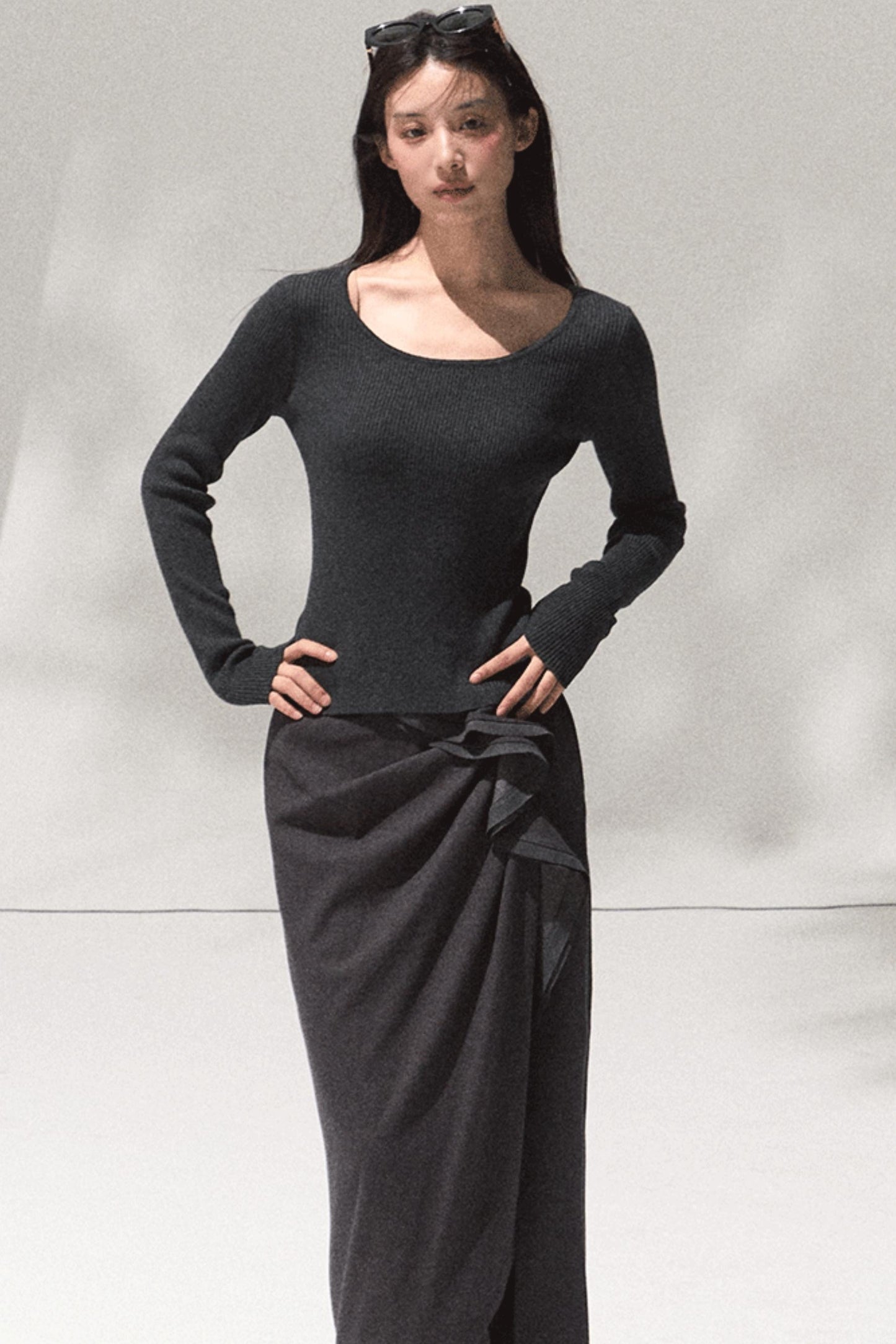 Moonlit Pit Strip Wool Knit Sweater