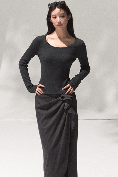 Moonlit Pit Strip Wool Knit Sweater