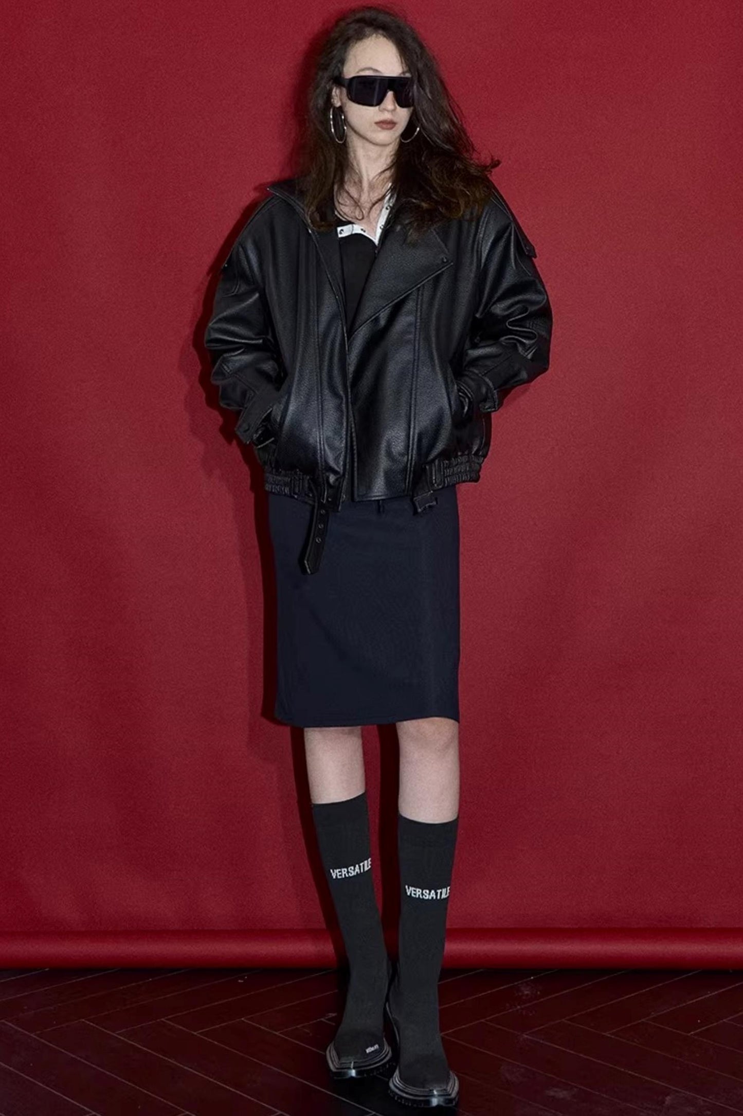 Retro Lychee Pattern Leather Jacket