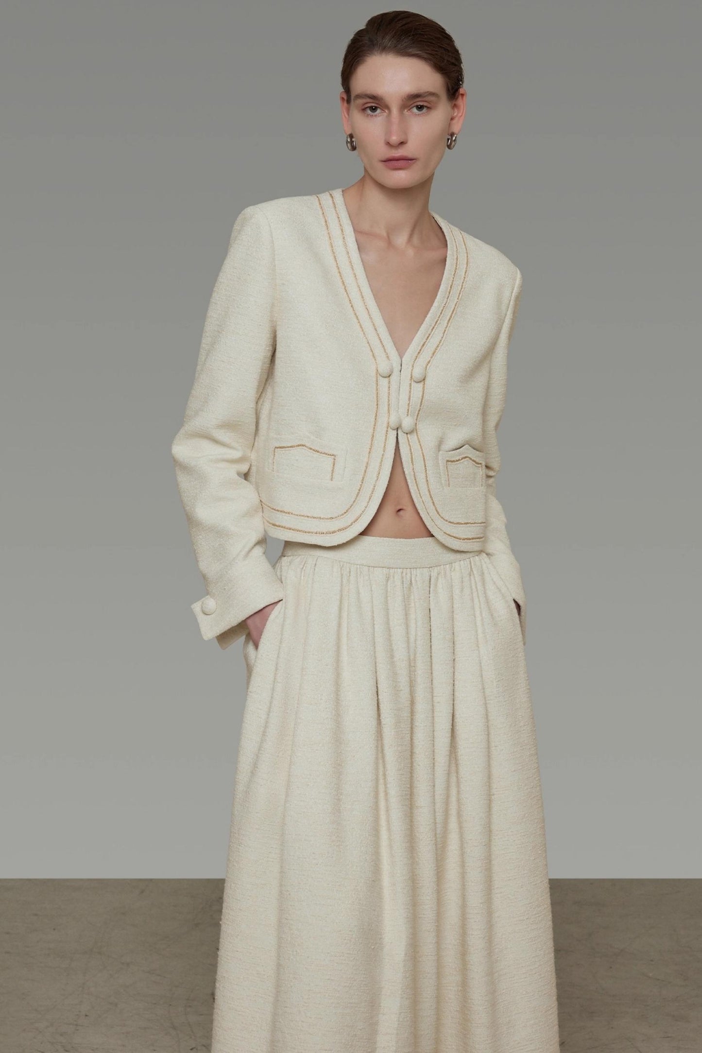 Vintage V-Neck Short Suit Set-Up