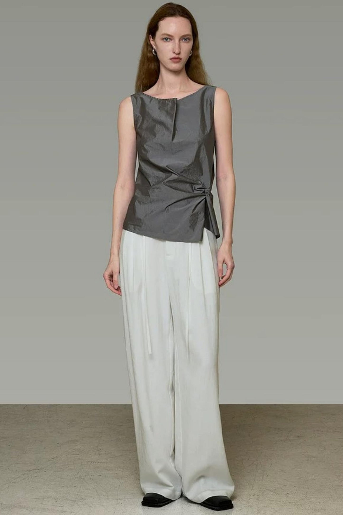 Pantalon élégant taille haute à jambes larges