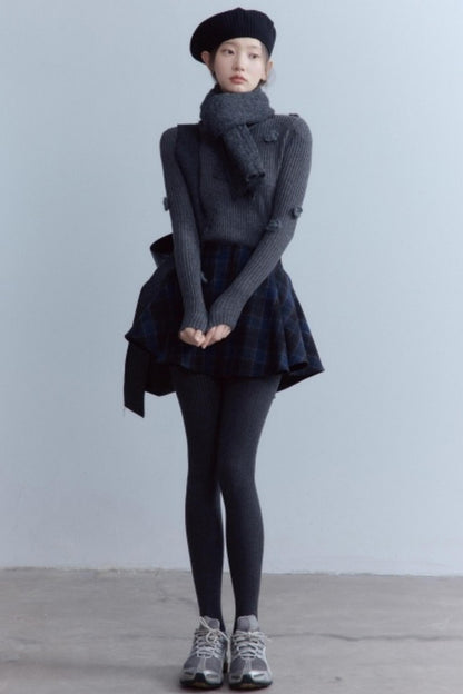 Scottish Plaid A-Hem Woolen Skirt