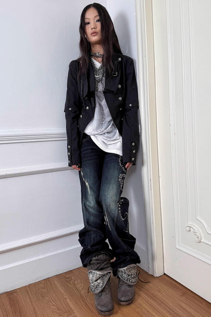 Vintage Straight Bootcut Distressed Jeans