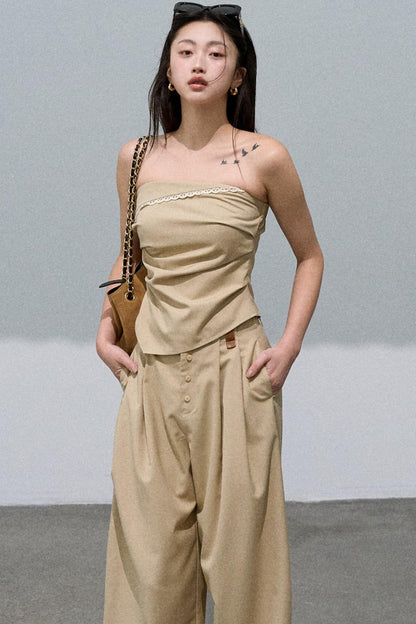 Sleeveless Waist-Cinched Casual Set-Up