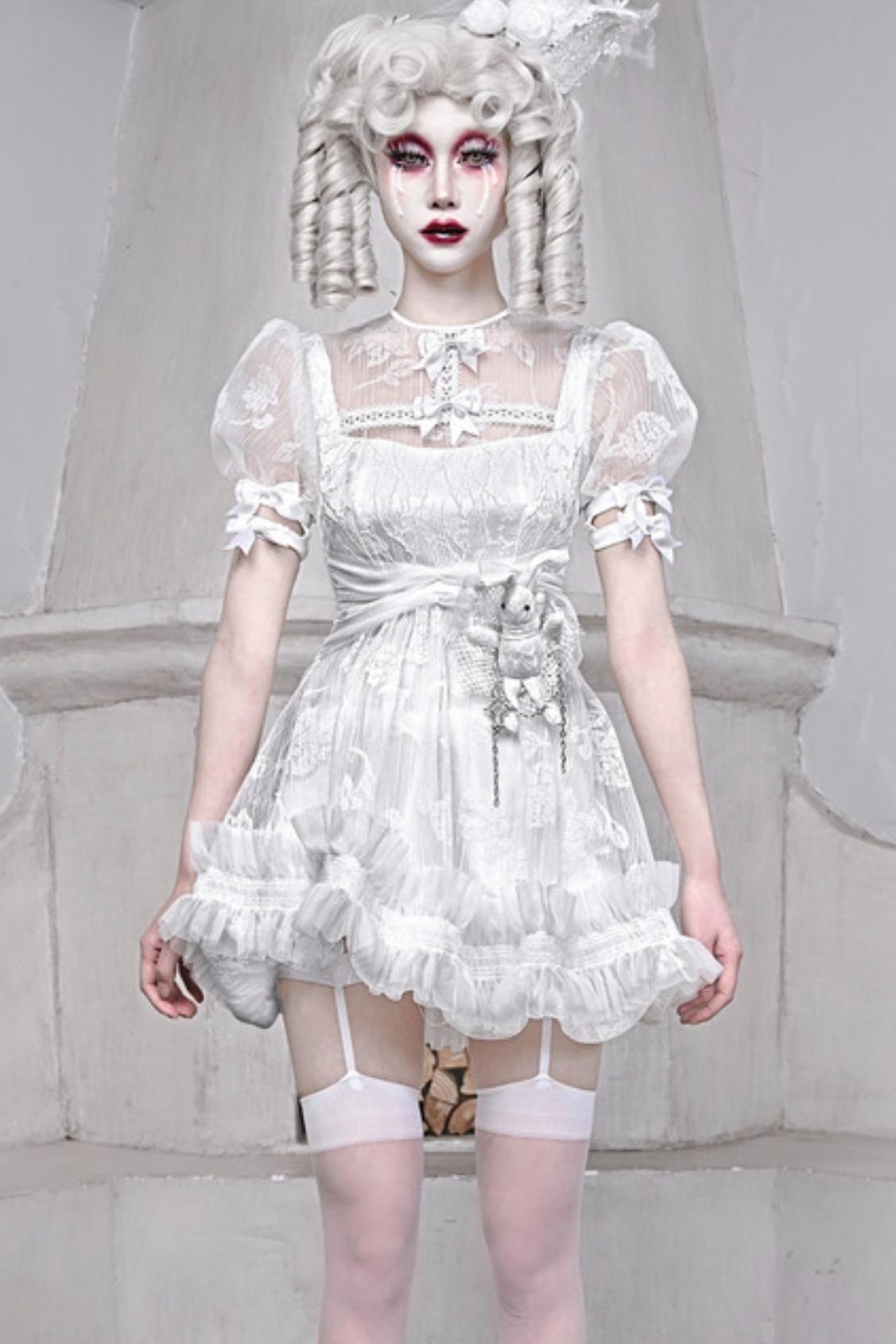 Sleeping Alice Gothic Chiffon Dress Set-Up