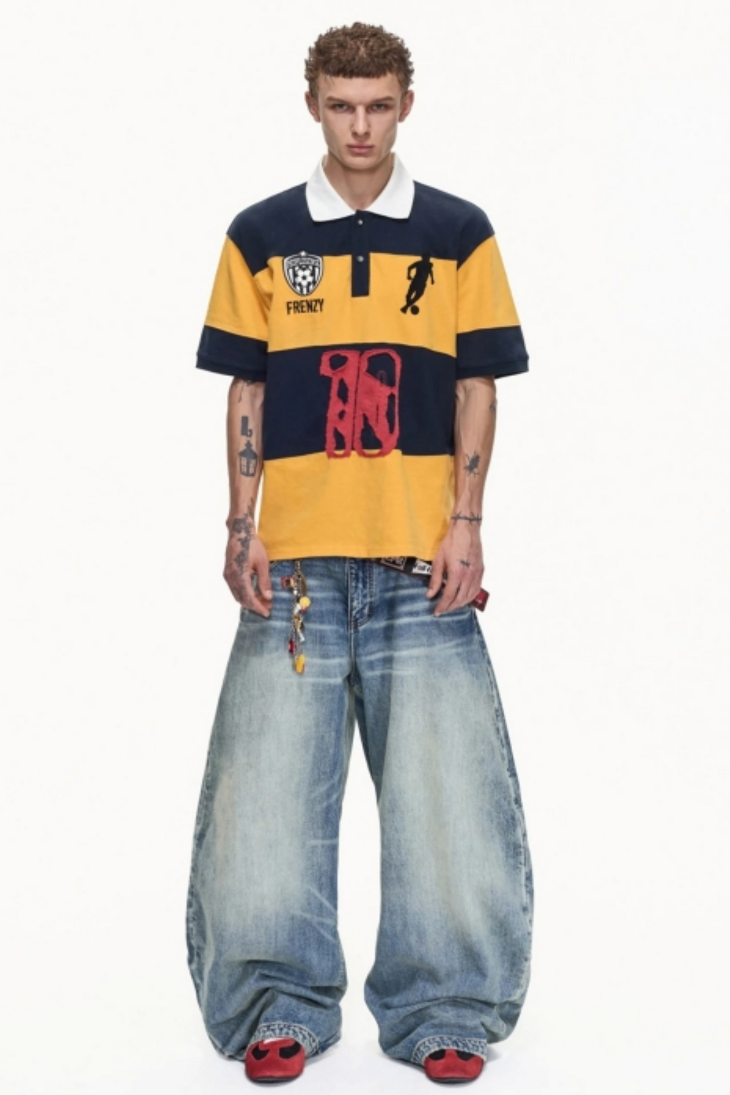 Black and Yellow Striped Polo