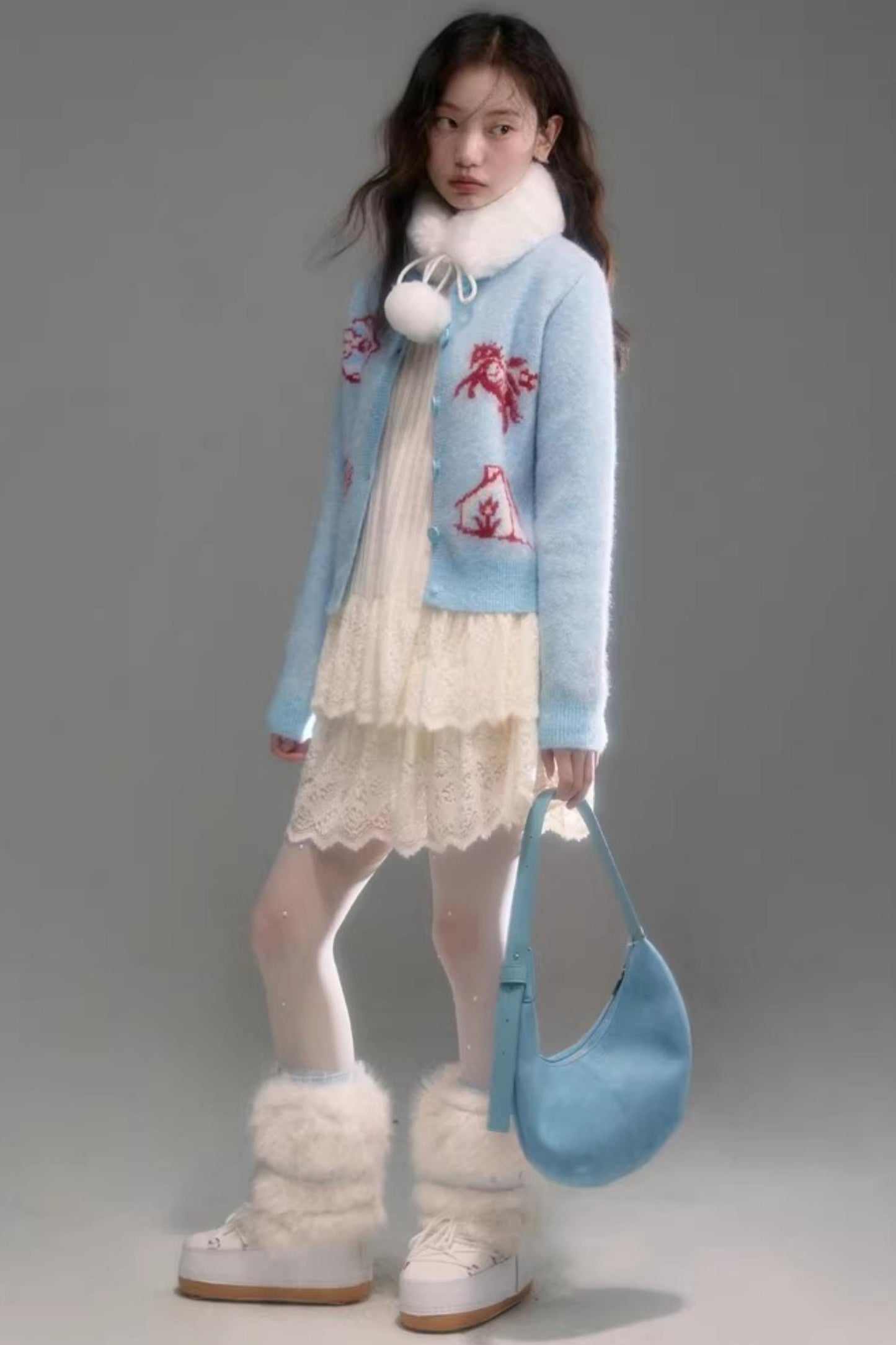 Color-Blocked Wool Blend Cardigan