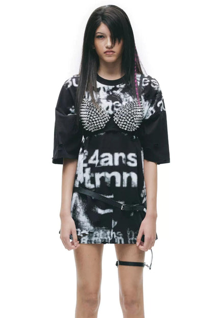 Laser Burned Floral Short Sleeve Top