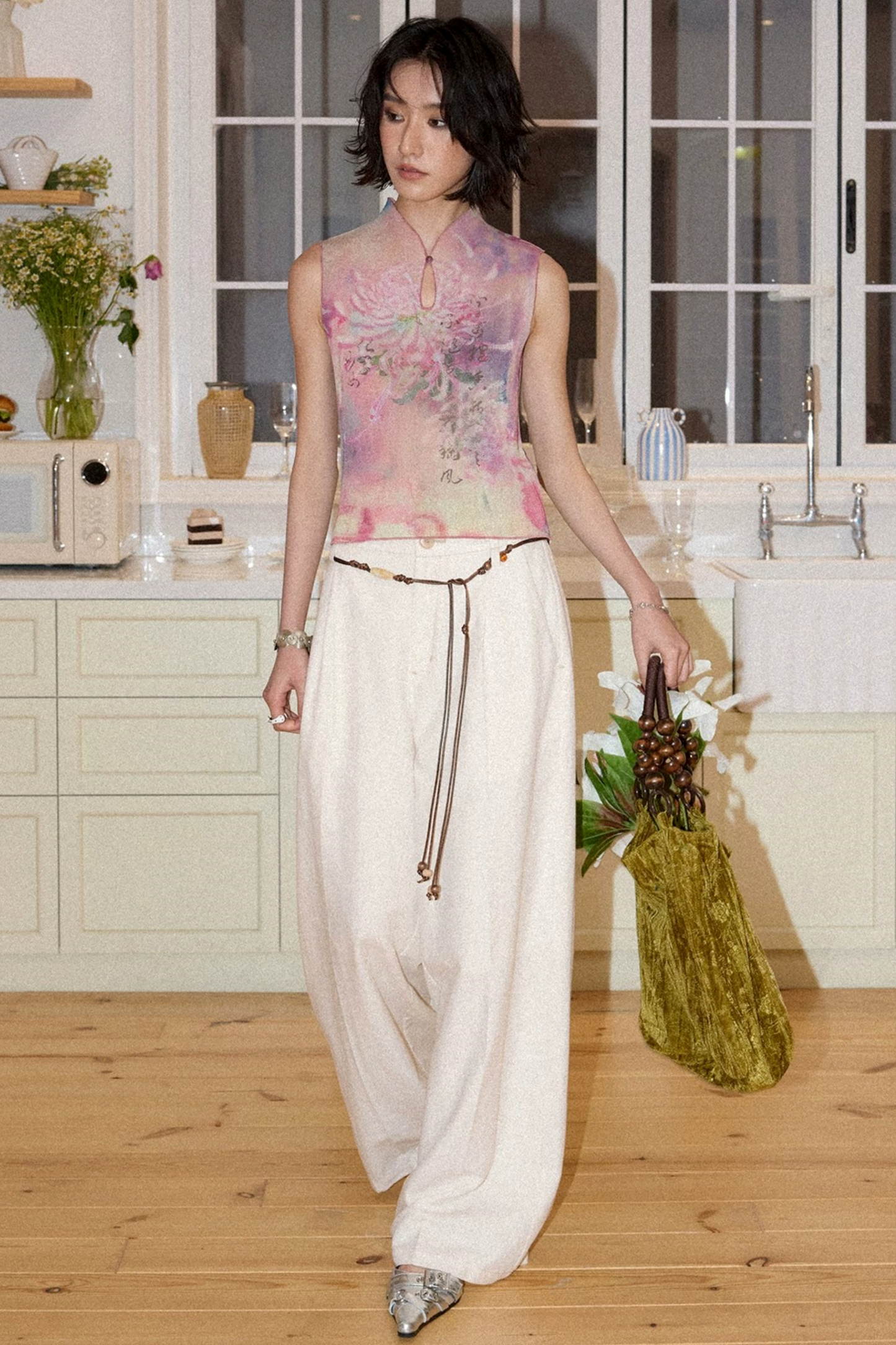 Lyocell Linen Beaded Pants