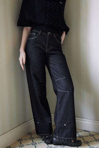 Black Eco-Friendly Frayed Hem Jeans