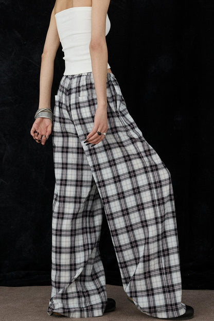 Plaid Wide-Leg Pants