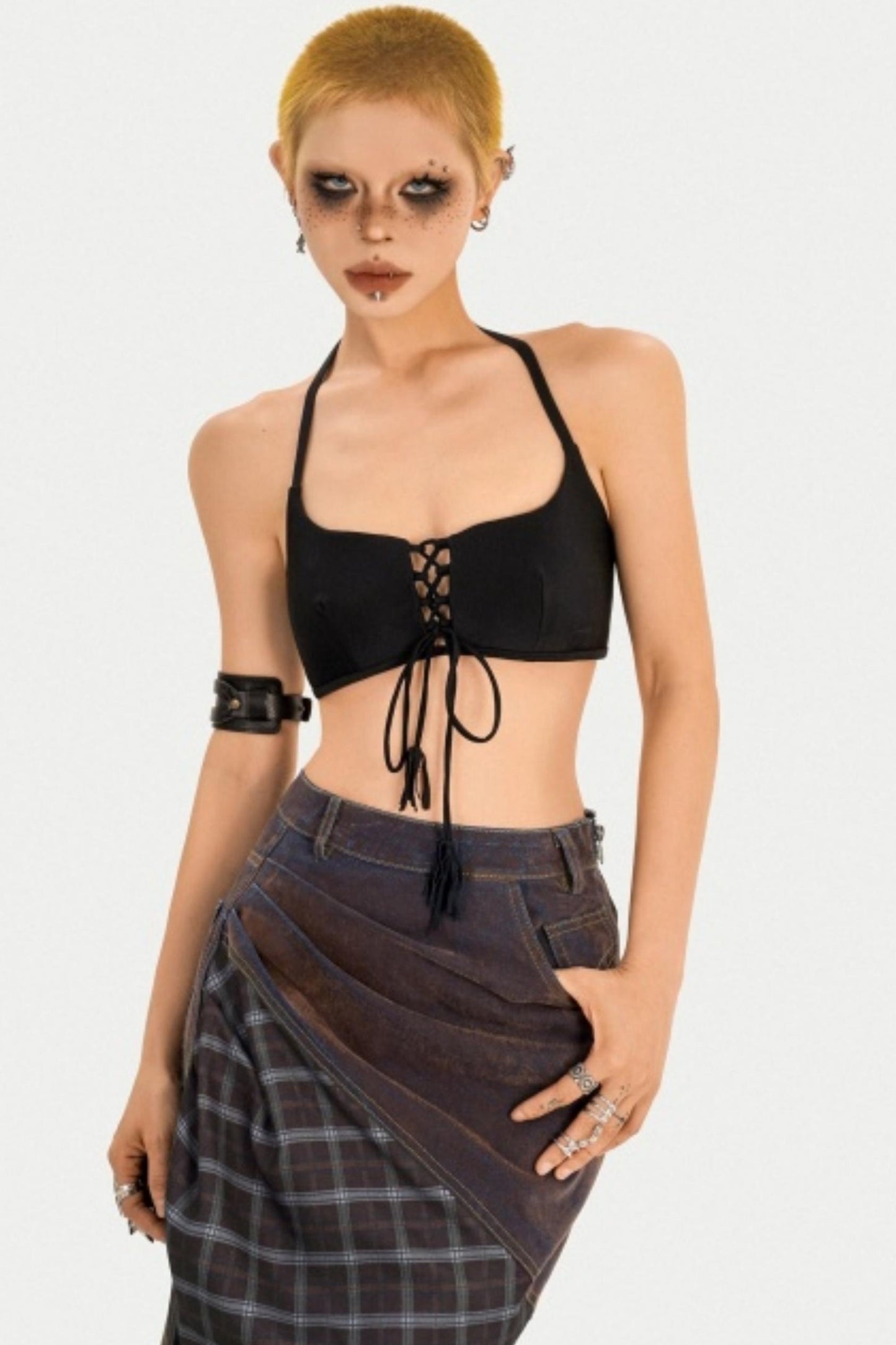 Autumn Plaid Patchwork Skirt