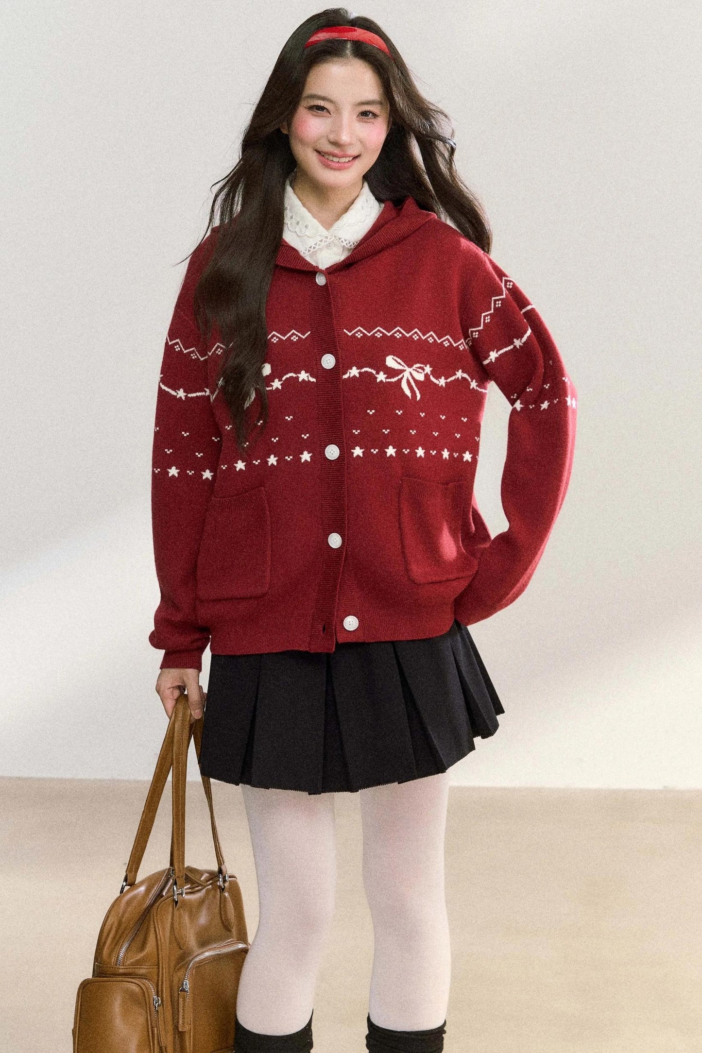 Fair Isle Hooded Knit Jacket