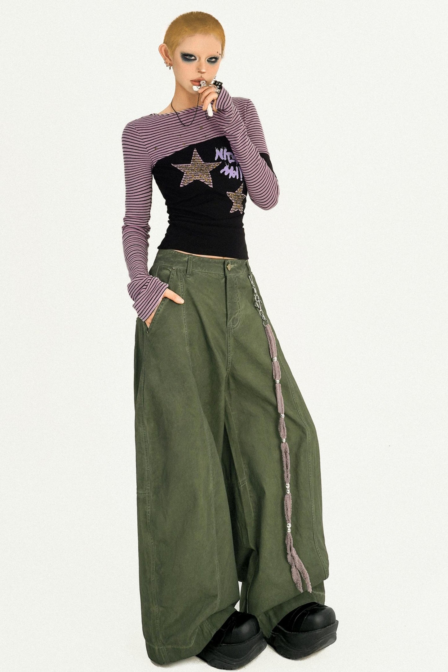 Shibuya Girl Striped Long-Sleeve Top