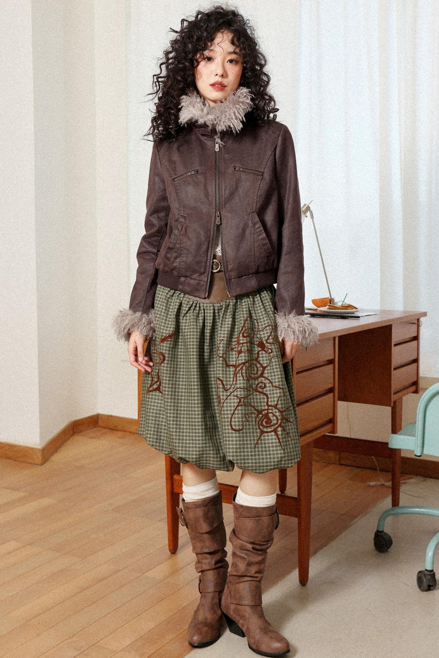 Flower Bud Flock Print Skirt