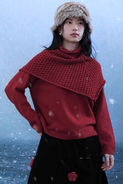 Berry Red Knitted Vest Sweater
