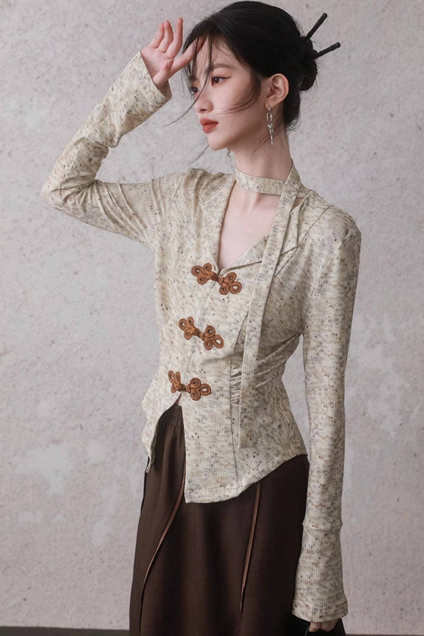 Sand Color Niche Long-Sleeve Shirt