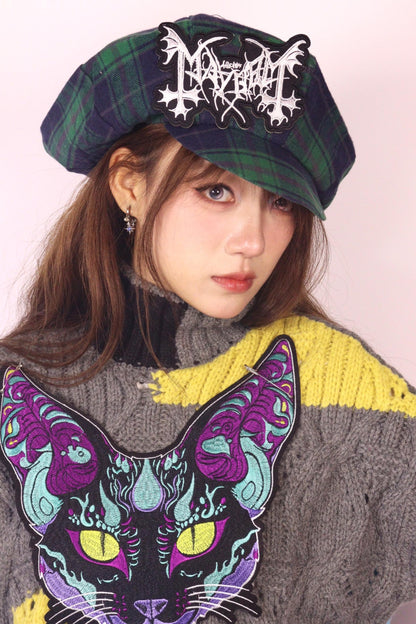 Green Plaid Beret Cap