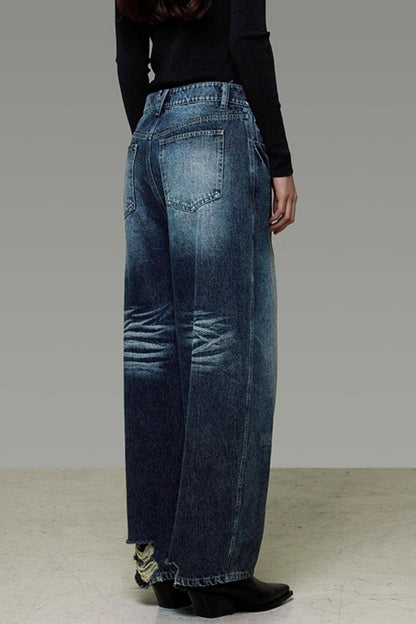 Retro Washed Wide-Leg Jeans