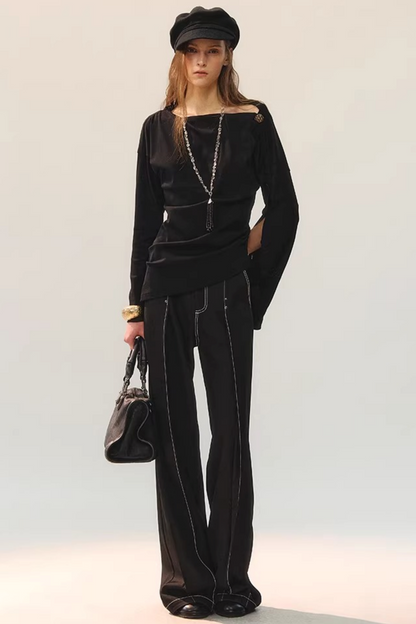 Golden Button Closure Blouse