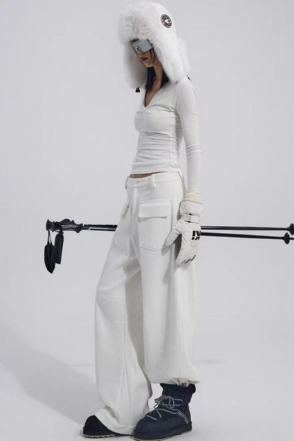 Warm Fleece Wide-Leg Pants